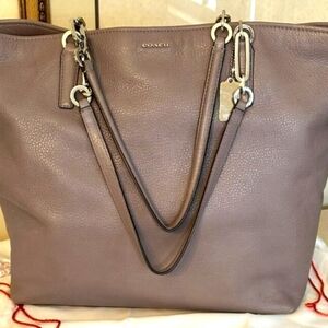 Large Gray Coach Tote Shoulder Bag